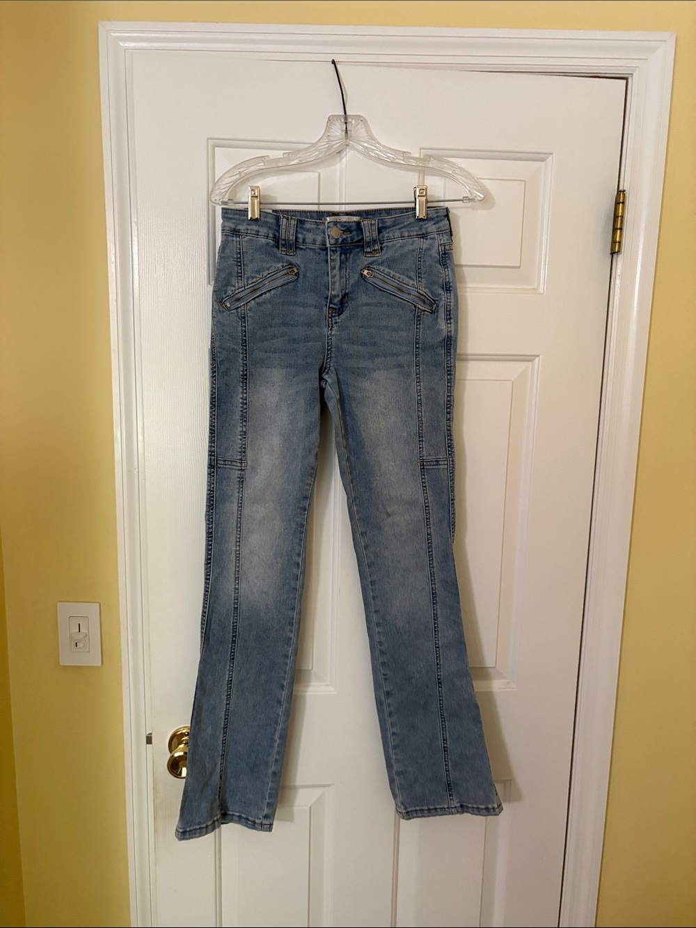 Madden Girl Light Blue Flare Jeans with Zip Detail